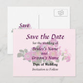 Carte Postale Faire-part Rose Pink Rambler Save the Date (Devant / Derrière)