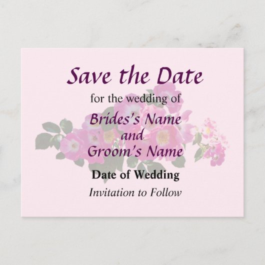 Carte Postale Faire-part Rose Pink Rambler Save the Date (Devant)