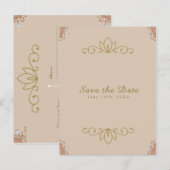 Carte Postale Faire-part Rose Poudré & Perle Dorée Élégant Chic Enregistrez (Devant / Derrière)