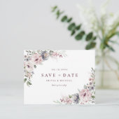 Carte Postale Faire-part Rose poudré rustique bohème floral save the date (Debout devant)