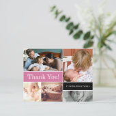 Carte Postale Faire-part Rose Remerciements Présentation Photos du deuxième (Debout devant)