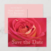 Carte Postale Faire-part Rose Sauvez la date 95e anniversaire Célébration (Devant / Derrière)