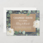 Carte Postale Faire-part Rose vert bois rustique Mariage Modifier la date (Devant / Derrière)