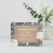 Carte Postale Faire-part Rose vert bois rustique Mariage Modifier la date (Debout devant)