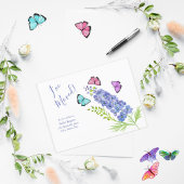 Carte Postale Faire-part Rose, Violet, Papillons Delphinium J'ai déménagé