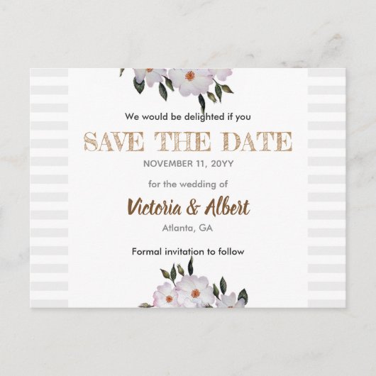 Carte Postale Faire-part Roses Aquarelle Ballerina Mariage Enregistrer La D (Devant)