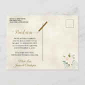 Carte Postale Faire-part Roses blanches et mariage eucalyptus Enregistrer l (Dos)