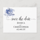 Carte Postale Faire-part roses bleues poussiéreuses rustiques et autres fle (Devant)