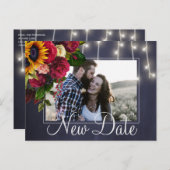 Carte Postale Faire-part Roses de tournesol reprogrammé nouveau mariage dat (Devant / Derrière)