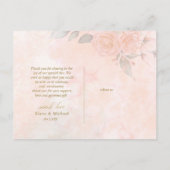 Carte Postale Faire-part Roses Douce Blush Mariage Remerciements ID828 (Dos)