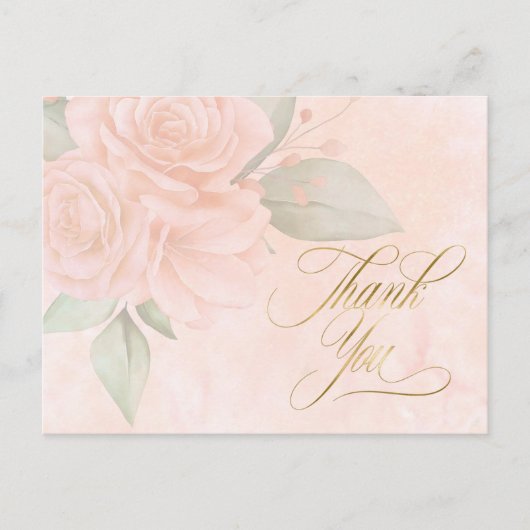 Carte Postale Faire-part Roses Douce Blush Mariage Remerciements ID828 (Devant)