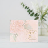 Carte Postale Faire-part Roses Douce Blush Mariage Remerciements ID828 (Debout devant)