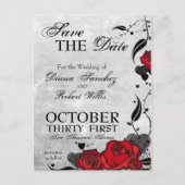 Carte Postale Faire-part Roses et coeurs de tatouage Enregistrer la date (Devant)