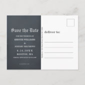 Carte Postale Faire-part Roses gothiques Turquoises bleus sur gris Enregist (Dos)