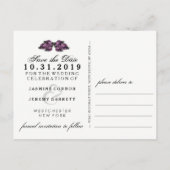 Carte Postale Faire-part Roses noirs blancs violets Halloween Date de sauve (Dos)