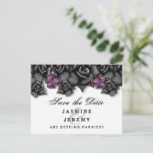 Carte Postale Faire-part Roses noirs blancs violets Halloween Date de sauve (Debout devant)