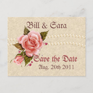 Carte Postale Faire-part Roses roses