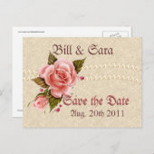 Carte Postale Faire-part Roses roses (Devant / Derrière)