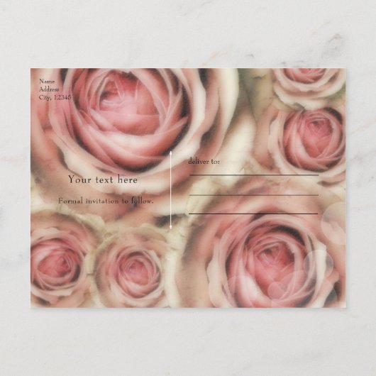 Carte Postale Faire-part Roses roses roses élégantes Enregistrer la date In (Dos)