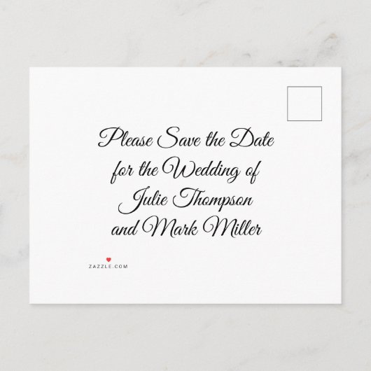 Carte Postale Faire-part Roses rouges avec anneaux de mariage, enregistrer  (Dos)