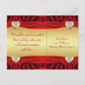 Carte Postale Faire-part Roses rouges & coeurs, or & mariage noir (Dos)
