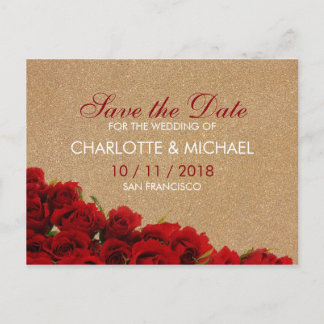 Carte Postale Faire-part Roses rouges de style élégant