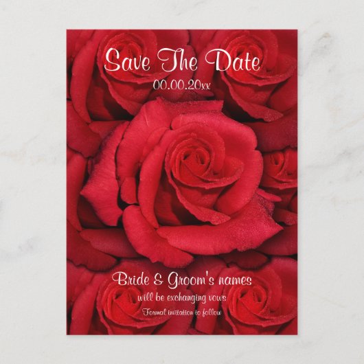 Carte Postale Faire-part Roses rouges - mariage enregistrer la date invitat (Devant)