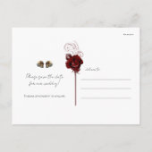 Carte Postale Faire-part Roses rouges marron rust squelettes Gothique Enreg (Dos)