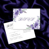 Carte Postale Faire-part Roses violets | Elégant choix de repas aquarelle R