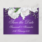 Carte Postale Faire-part Roses violettes et blanches Enregistrer la date (Devant)