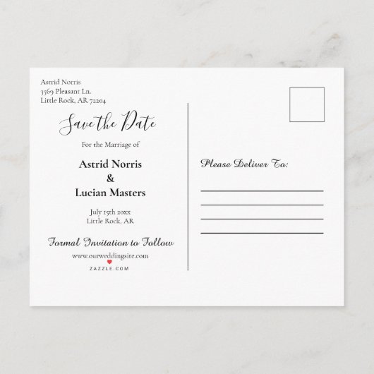 Carte Postale Faire-part Roses Violettes Foncées Enregistrent la Date (Dos)