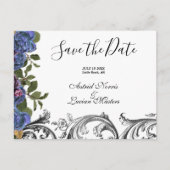 Carte Postale Faire-part Roses Violettes Foncées Enregistrent la Date (Devant)