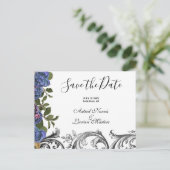 Carte Postale Faire-part Roses Violettes Foncées Enregistrent la Date (Debout devant)