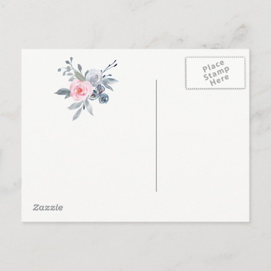 Carte Postale Faire-part rosiers bleu poussiéreux économisez la date de scr (Dos)