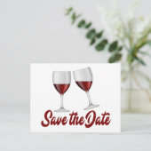 Carte Postale Faire-part Rouge Bourgogne Enregistrer la date Vins Mariage (Debout devant)
