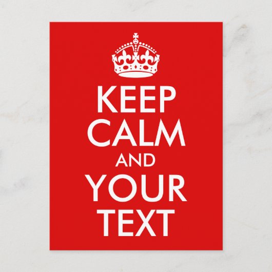 Carte Postale Faire-part Rouge Classique Gardez Votre Calme et Votre Texte (Devant)