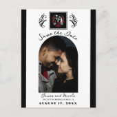 Carte Postale Faire-part Rouge et noir blanc Rose squelette Enregistrer la  (Devant)