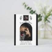 Carte Postale Faire-part Rouge et noir blanc Rose squelette Enregistrer la  (Debout devant)