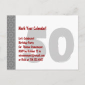 Carte Postale Faire-part Rouge gris moderne Enregistrer la date 50e anniver (Dos)