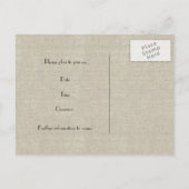 Carte Postale Faire-part Rouge Inséparables lin Look Enregistrer la date (Dos)