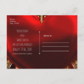 Carte Postale Faire-part Rouge & Or Cœur d'Amour Gothique Mariage Save the (Dos)