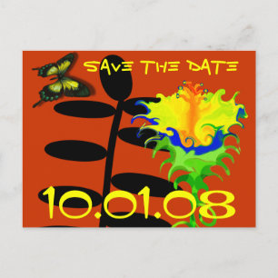 Carte Postale Faire-part Rouge Orange Jaune Vert Bleu Enregistrer La Date