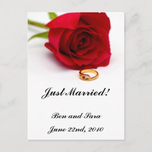 Carte Postale Faire-part Rouge Rose & Or Diamant Bague