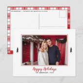 Carte Postale Faire-part Rouge rustique et blanc En vichy flanelle Arbre de (Devant / Derrière)