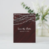 Carte Postale Faire-part Rouge & Silver Fausses Diamants Bling Save The Dat (Debout devant)