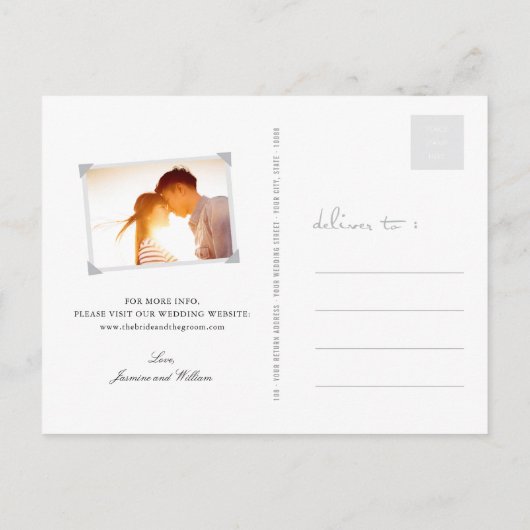 Carte Postale Faire-part Rouge Vert Zen Bambou Chinois Mariage Enregistrer  (Dos)