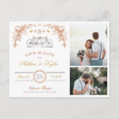 Carte Postale Faire-part Rouille et miel Bicycle 2 Photo Enregistrer la dat (Devant)