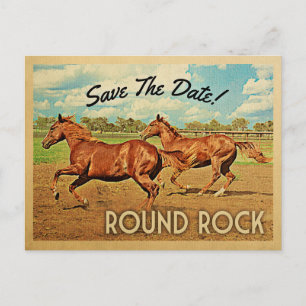 Carte Postale Faire-part Round Rock Texas Sauvegarder La Date Chevaux