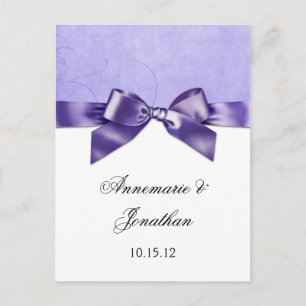 Carte Postale Faire-part Ruban de satin violet Enregistrer la date