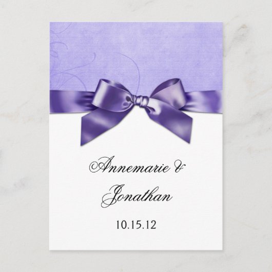 Carte Postale Faire-part Ruban de satin violet Enregistrer la date (Devant)